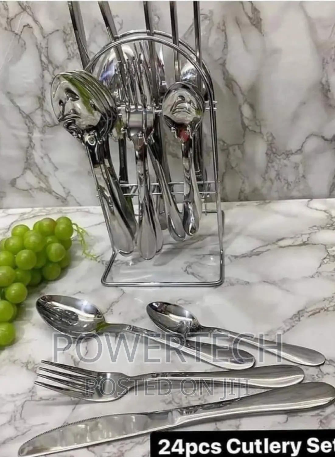 24 PCS Stainless Steel Cutlery Set Cutlery + Rack.