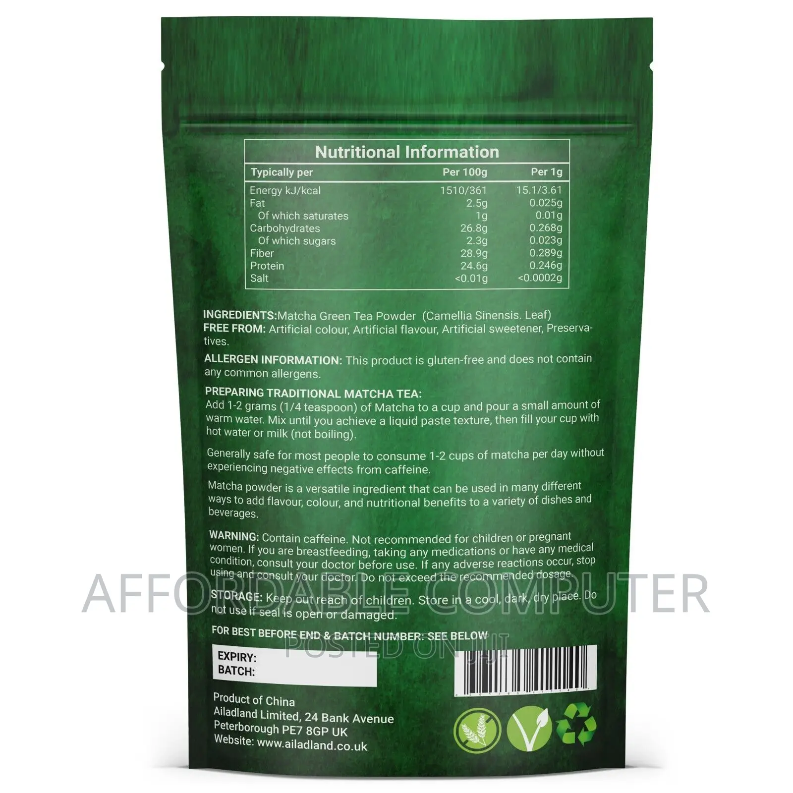 Organic Matcha Green Tea Powder Japanese