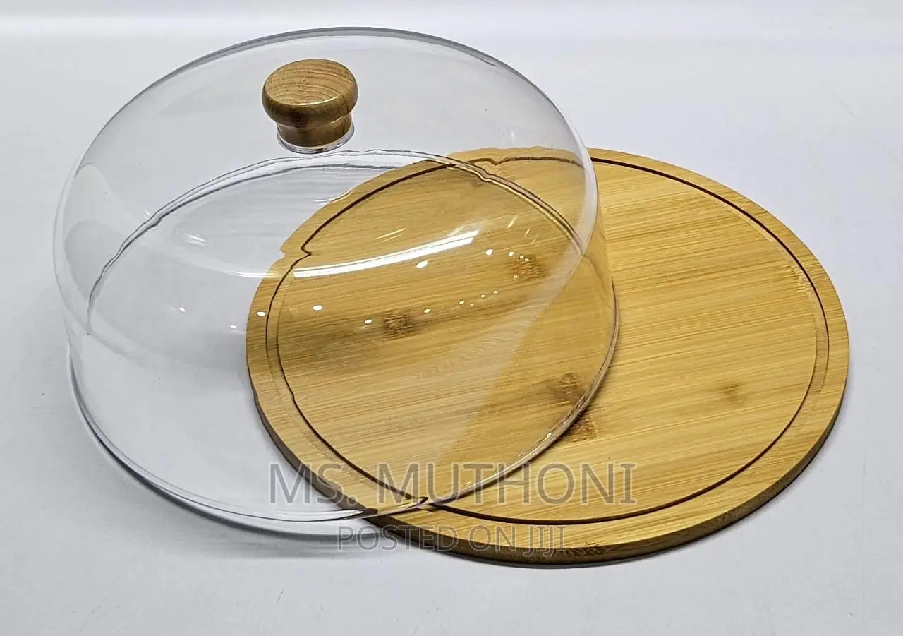 High Quality Bamboo Base Cake/Fruit Stand Aclyric Top Cover