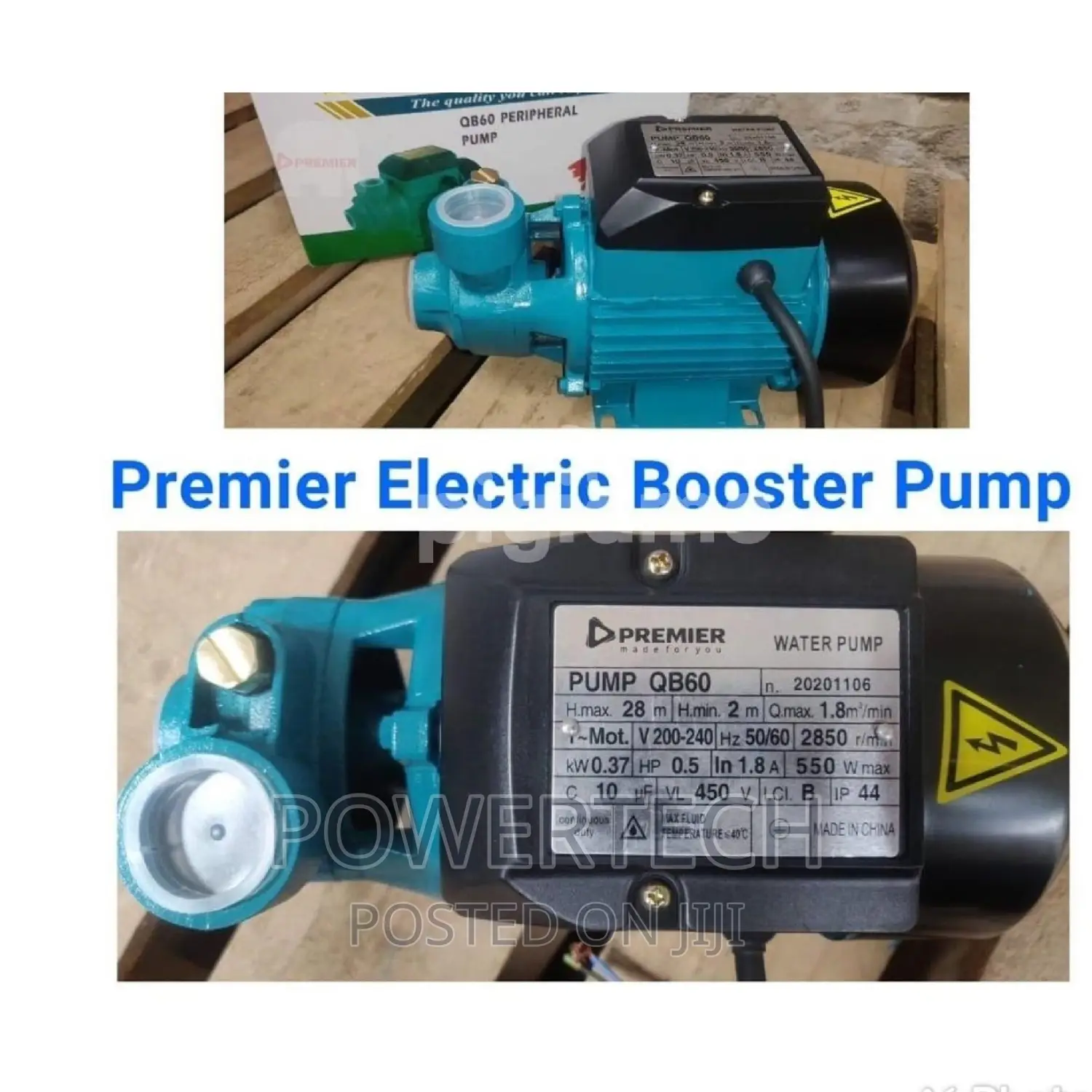 Premier Electric Booster Water Pump 0.5hp.
