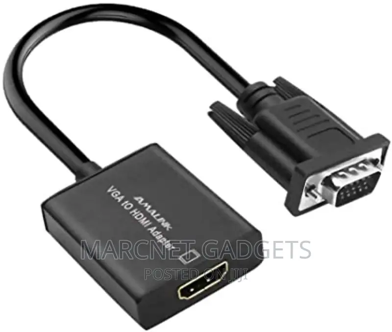VGA Male to HDMI Female 1080p Adapter With Audio Jack Black
