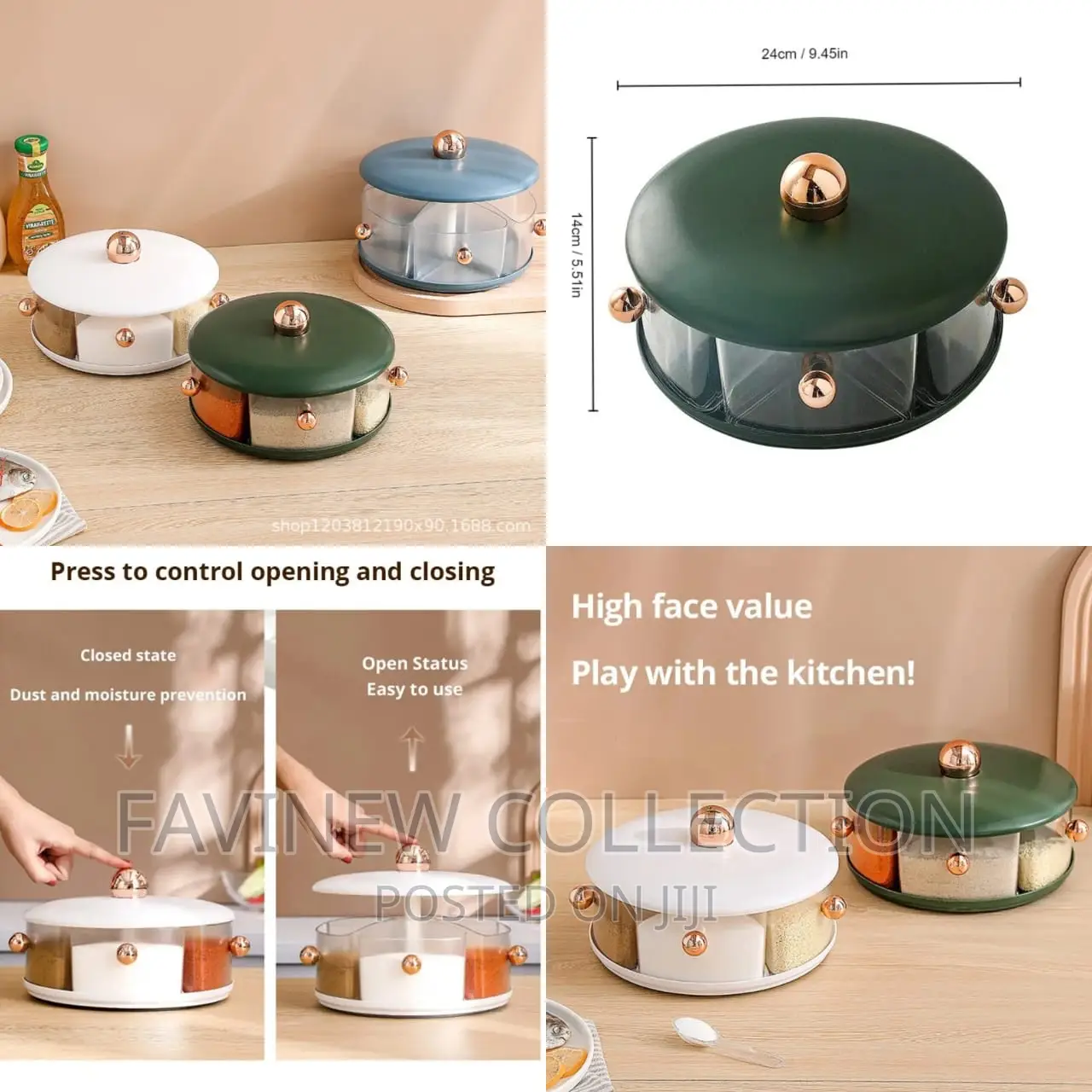 Round Multigrid Seasoning Rotatable Box Jar