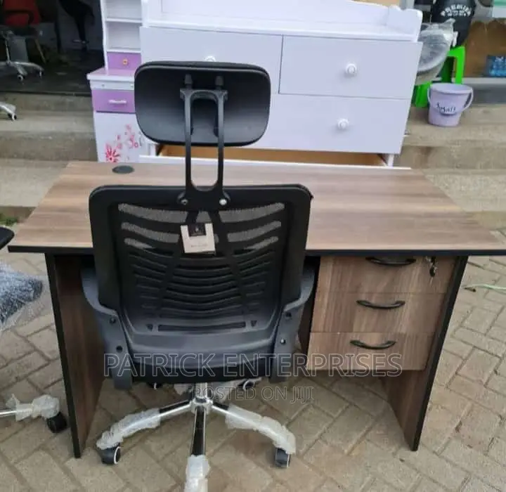 1.2 MTRS Office Desk Plus High Back Recliner Headrest Chair