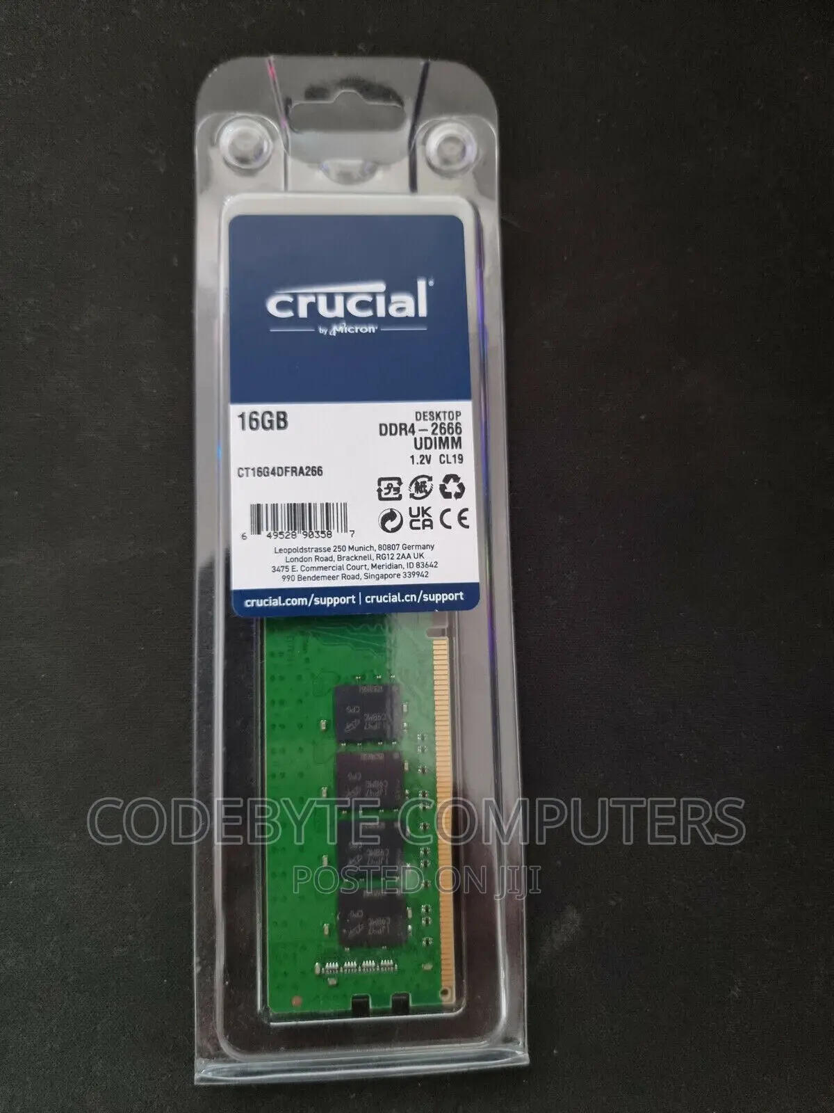 Crucial Desktop Ram Ddr4 16gb 2666//Ddr4 16gb