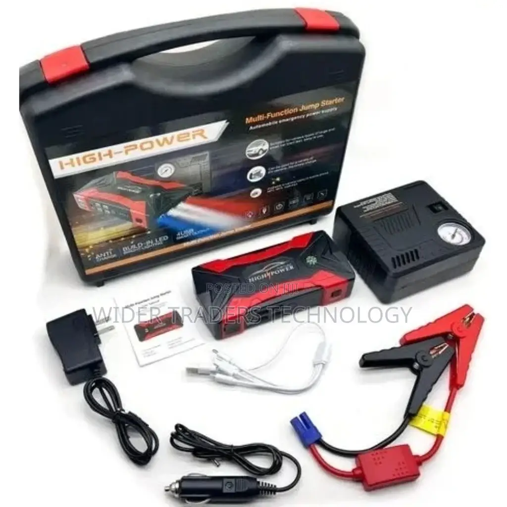 Jump Starter Kit and Power Bank With Inflator Air Compress