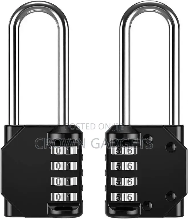 Padlock With Long Shackle and Combination Lock With 4 Digits