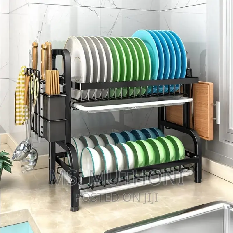 2 Tier Dish Rack With Cutlery Holder Chop Board Holder*