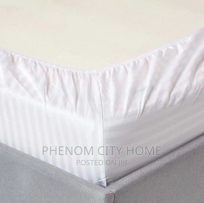 Fitted White Stripped Bedsheets
