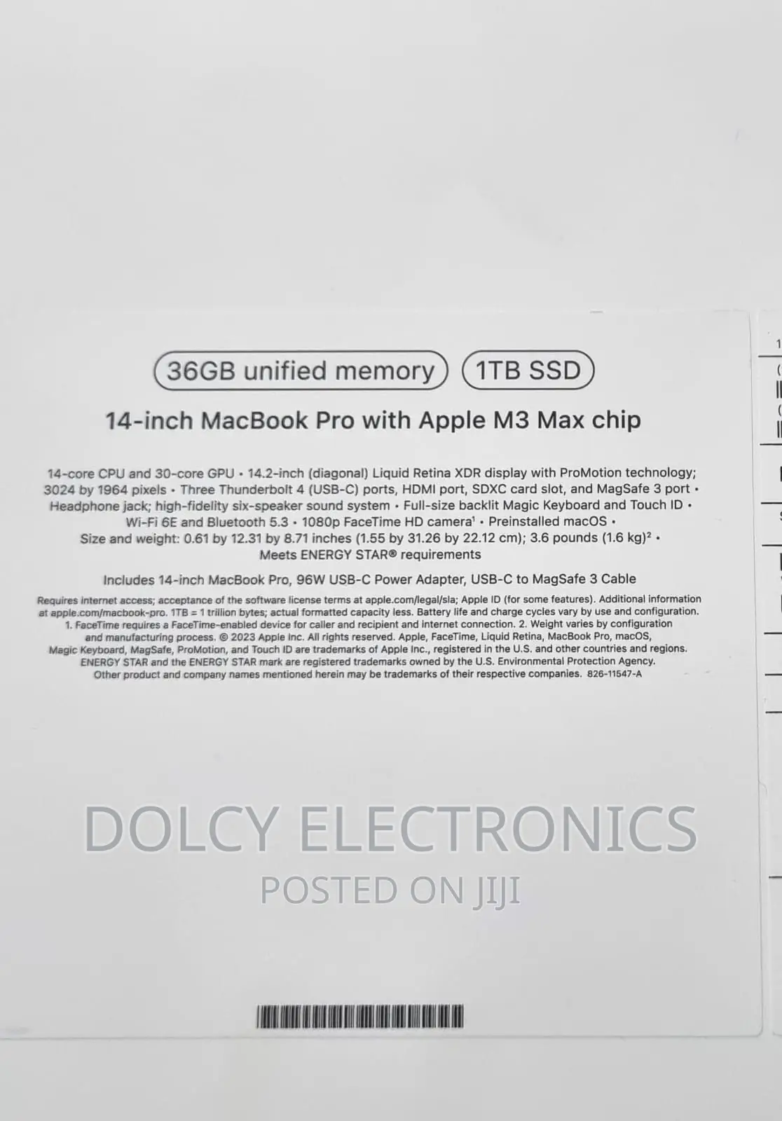 New Apple MacBook Pro 2023 M3 Max 14-Inch 36GB Apple M3 Max SSD 1T