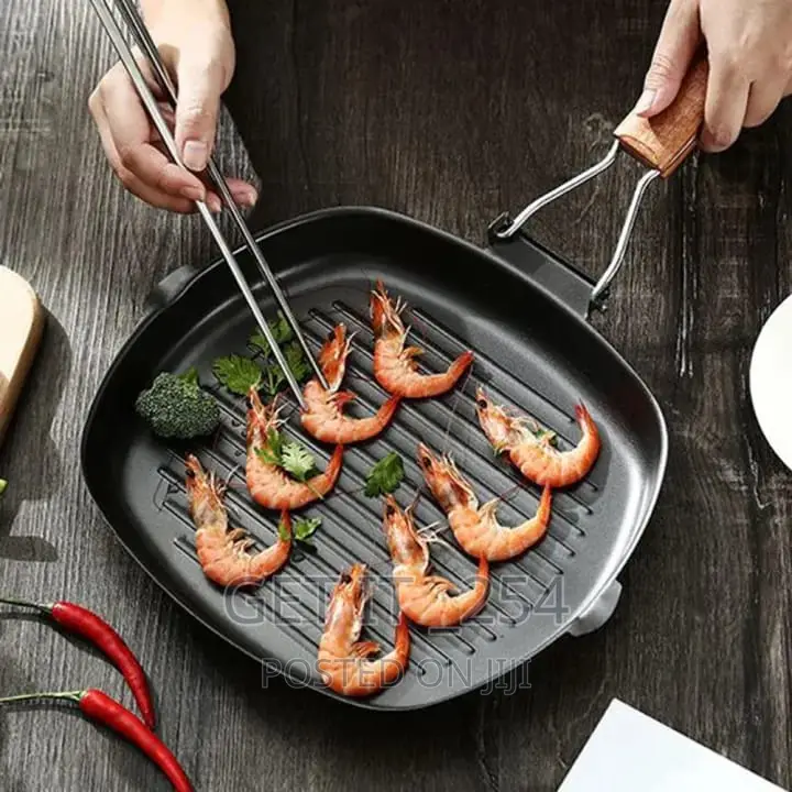 Non Stick Square Stick Pan With Wooden Handle