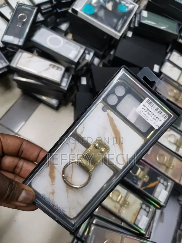 Marble With Ring Case for Samsung Galaxy Z Flip3 White/Gold