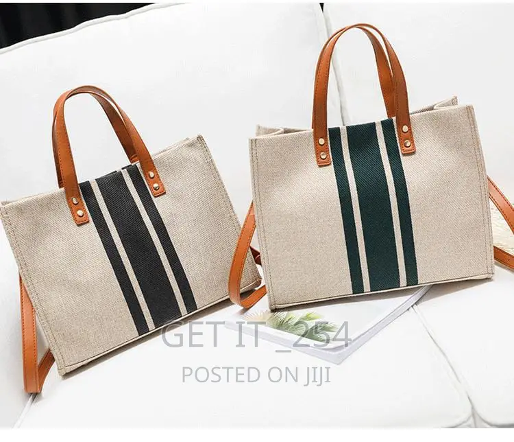 Vintage Stripped Tote Bag / Large Capacity Handbag