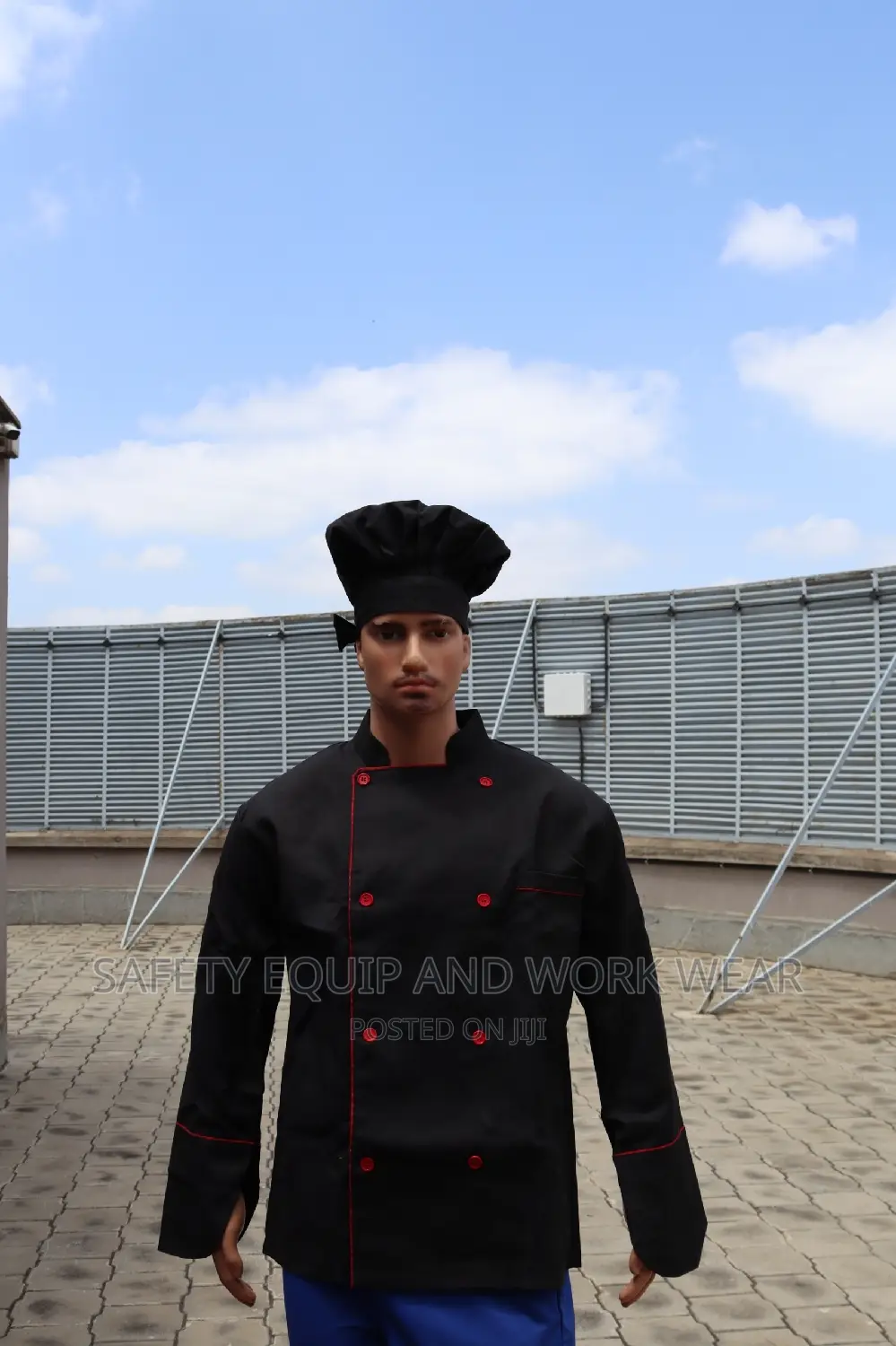 Black Chef Jacket With Red Piping