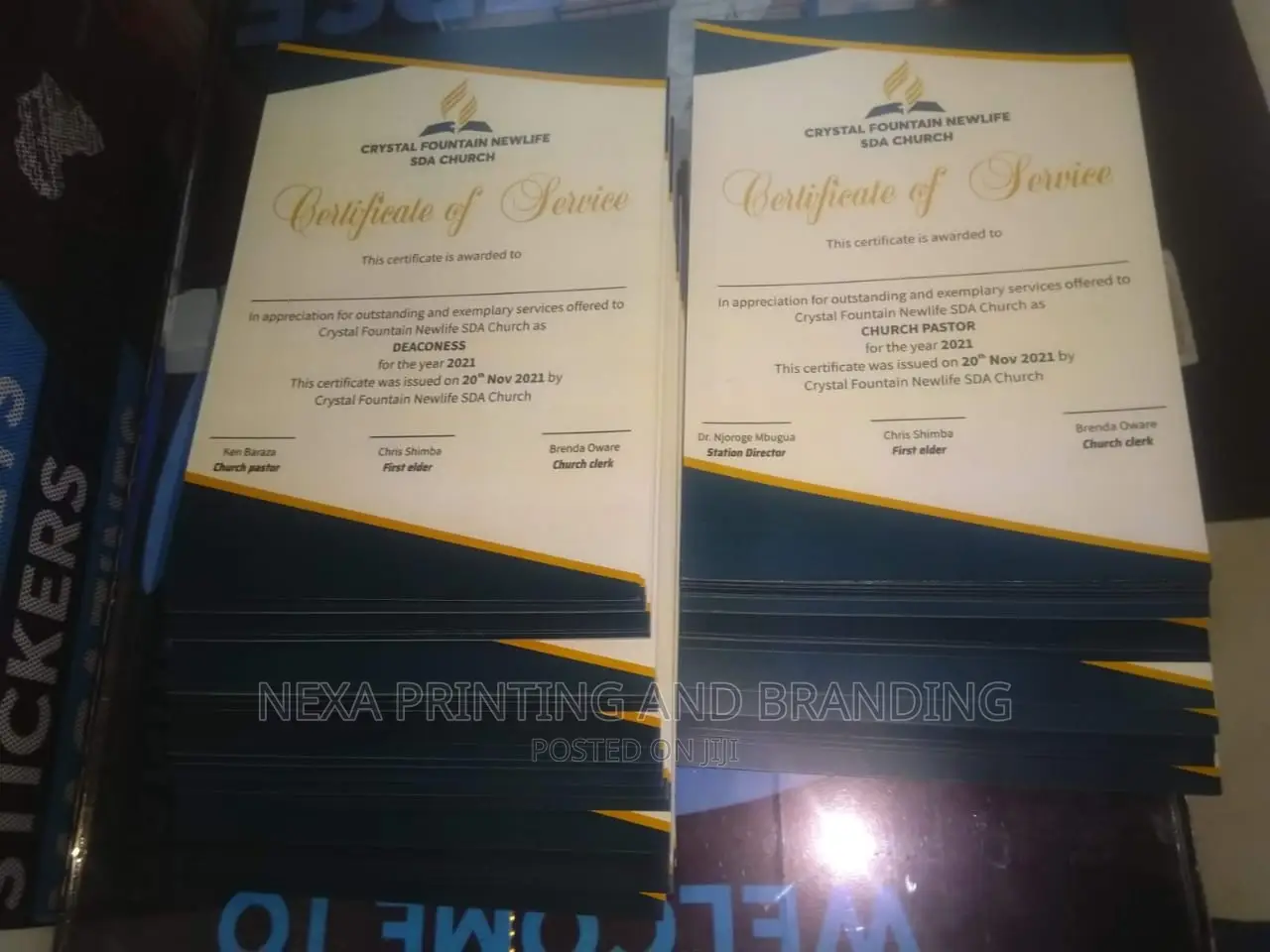 Certificate of Service Printing