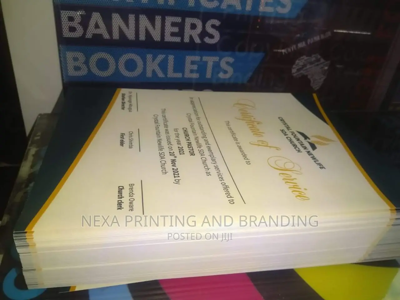 Certificate of Service Printing