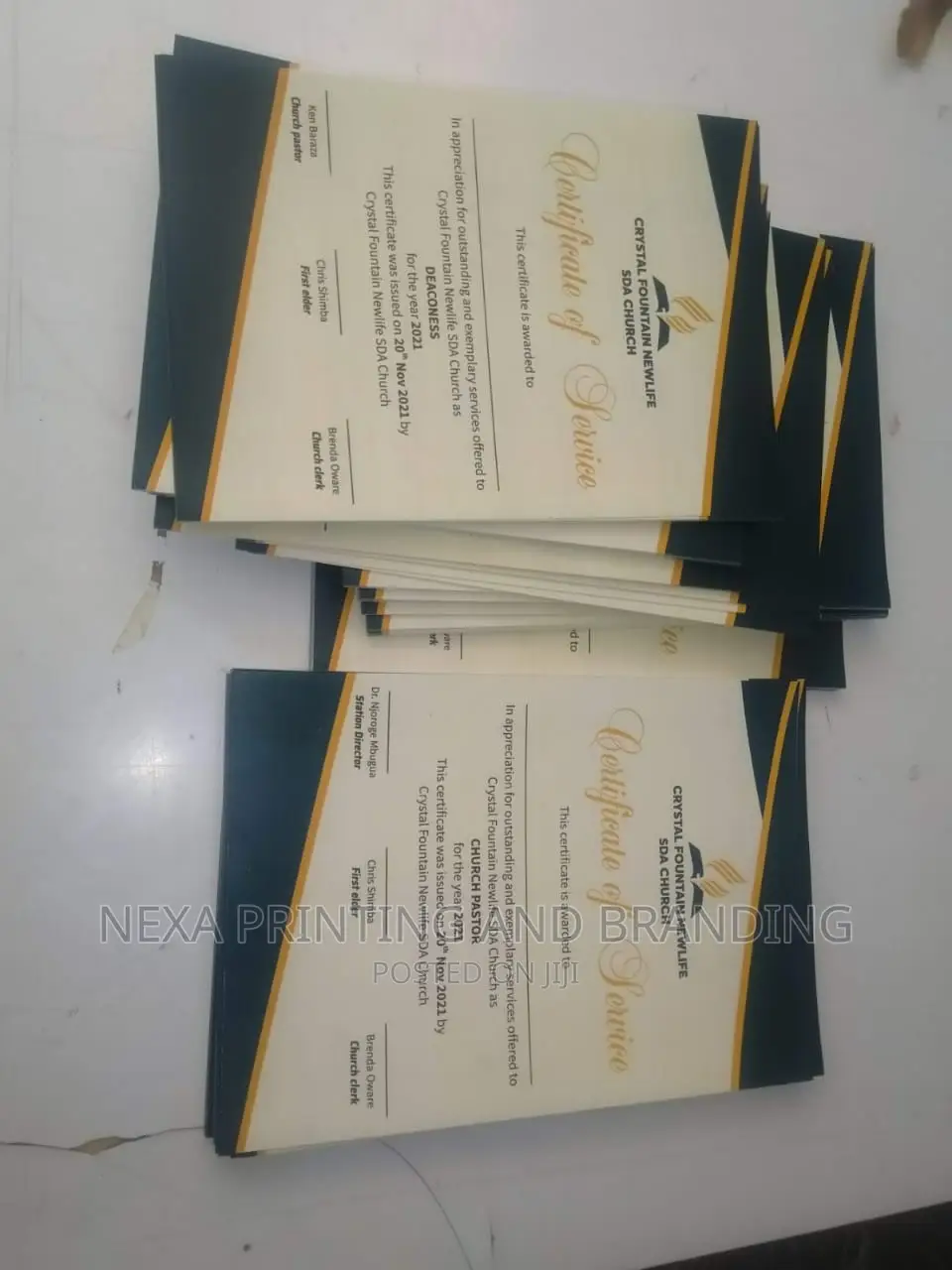 Certificate of Service Printing