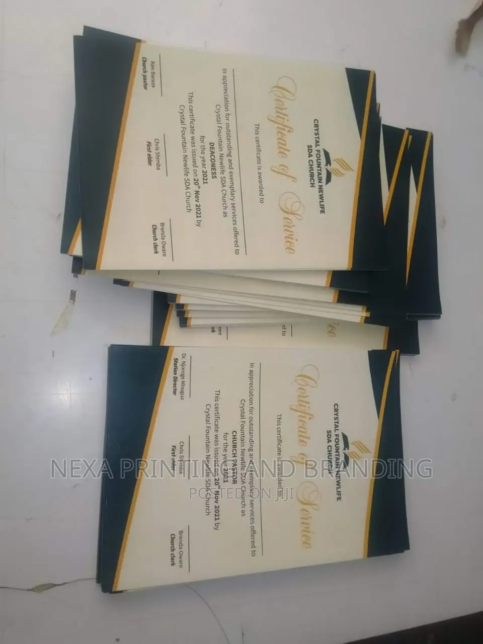Certificate of Service Printing