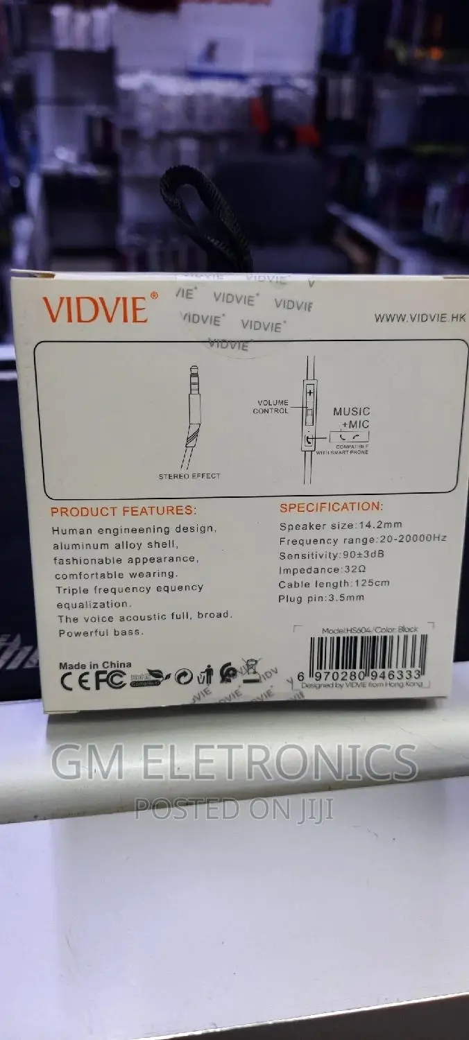 New Vidvie Wired Earphones(Black)