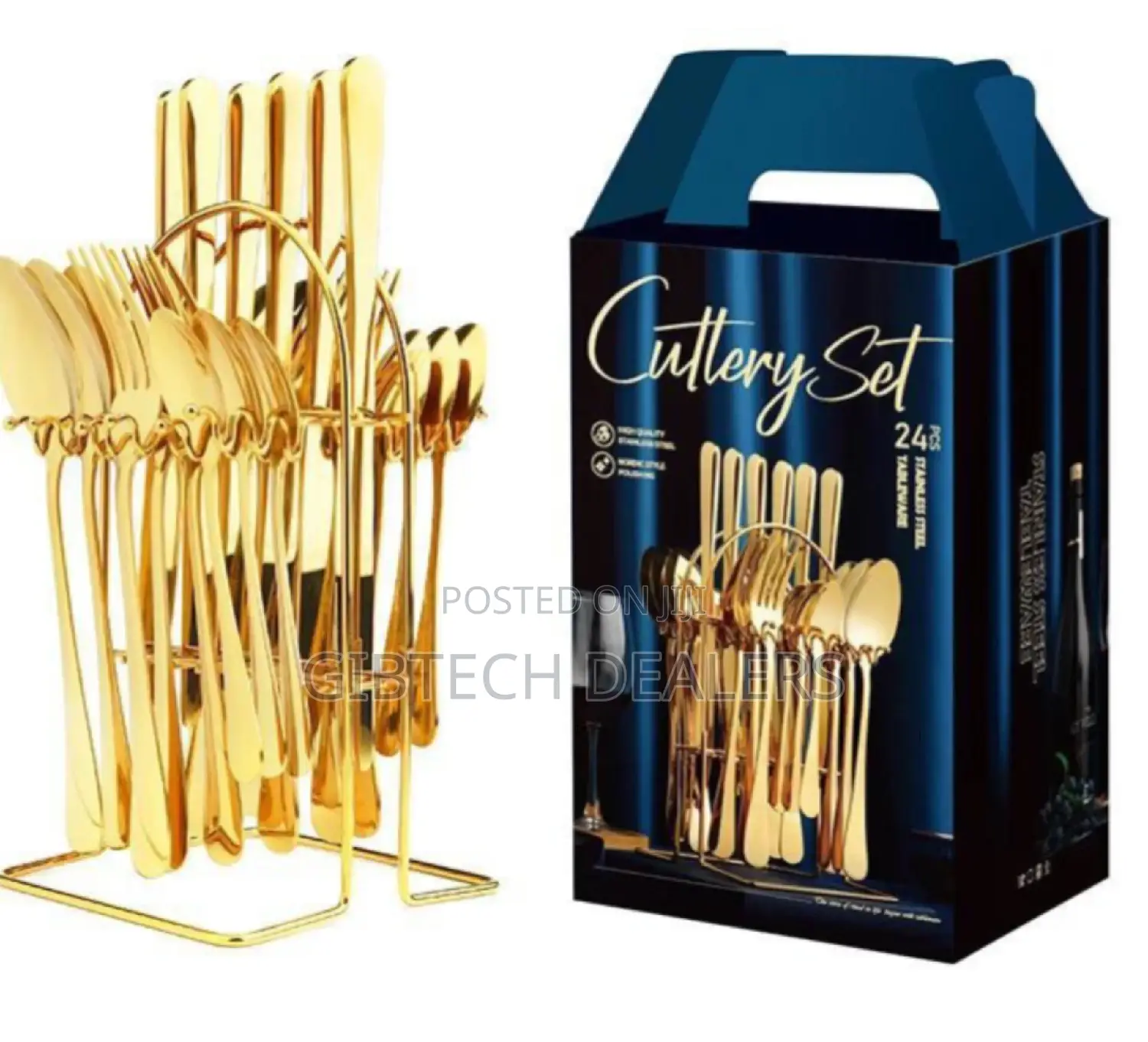 Quality 24pcs Cutlery Set (Gold Colour)