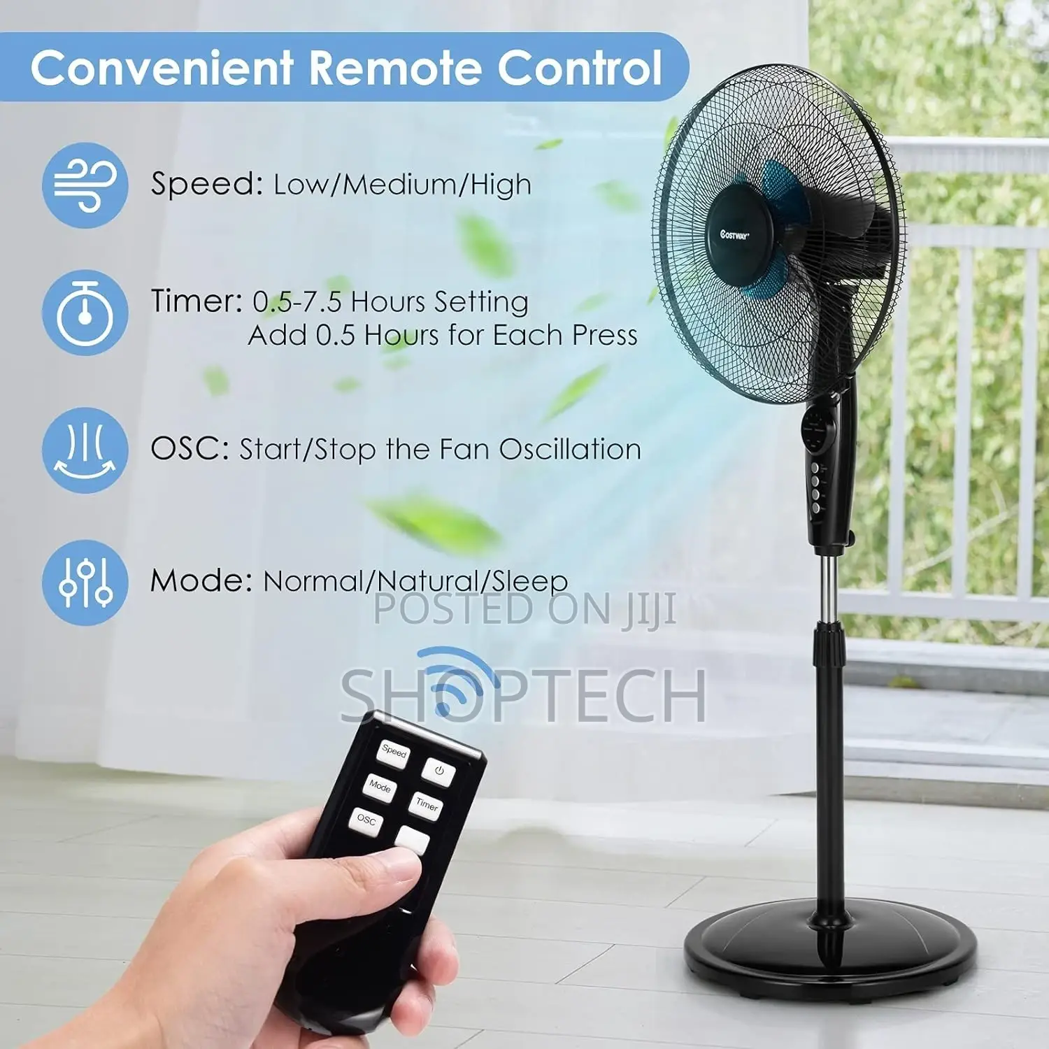 Urk 16 Inches Standing Fan With Remote