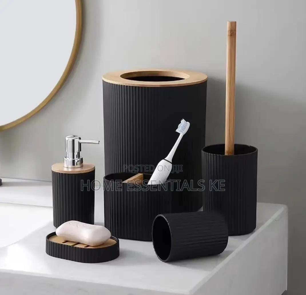6pcs Bathroom Set -Gray,White Black*