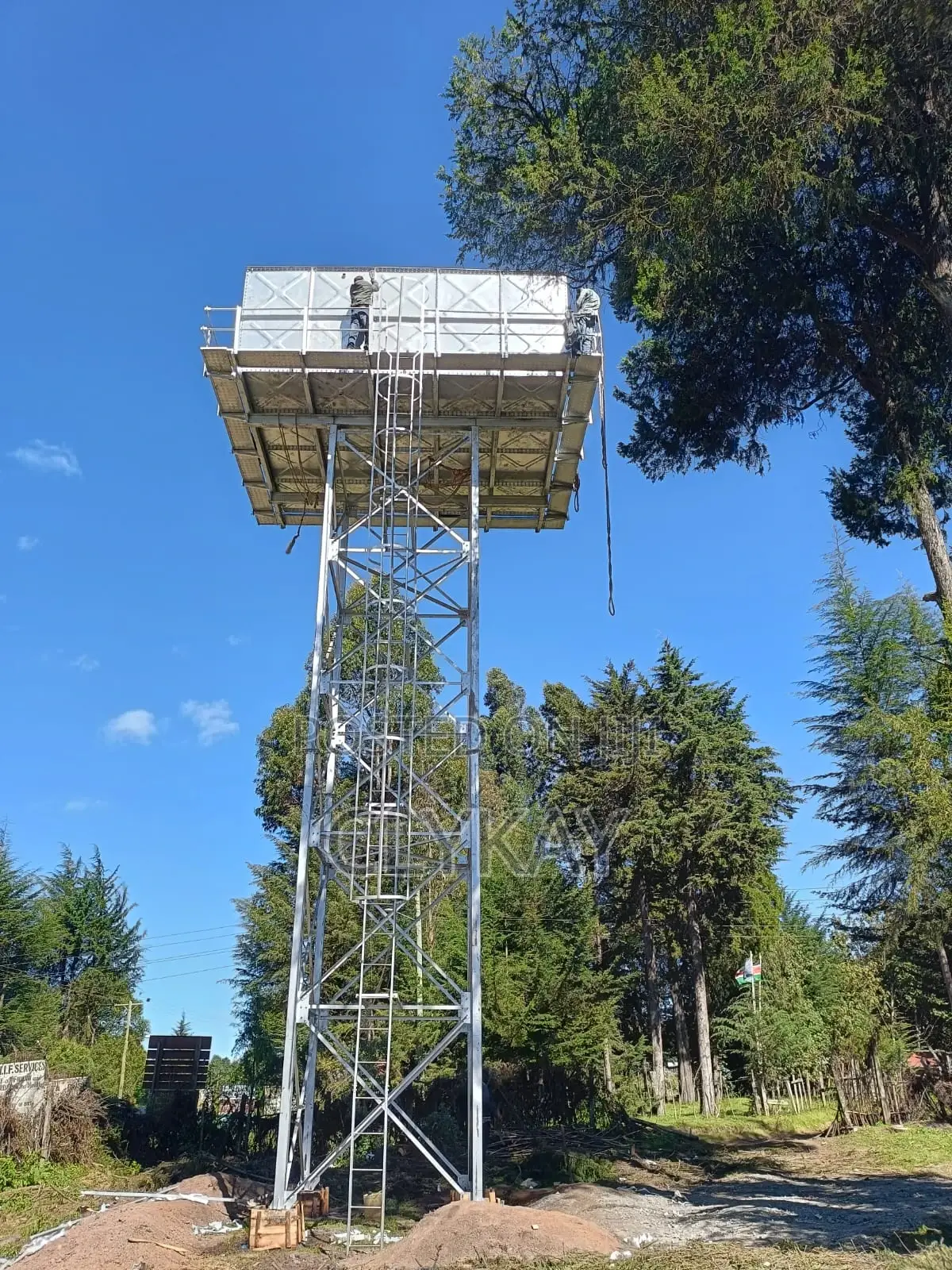 Pressed Steel Water Tank and Raised Steel Tower Fabricated