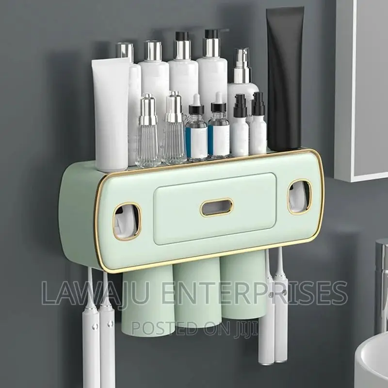 Toothbrush and Toothpaste Holder With Automatic Dispenser