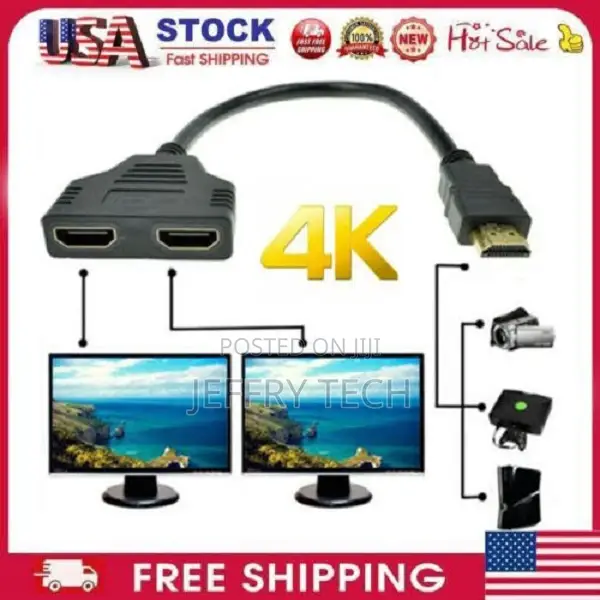  HDMI Cable Splitter Adapter 2.0 Converter 1 in 2 Out 1 Ma