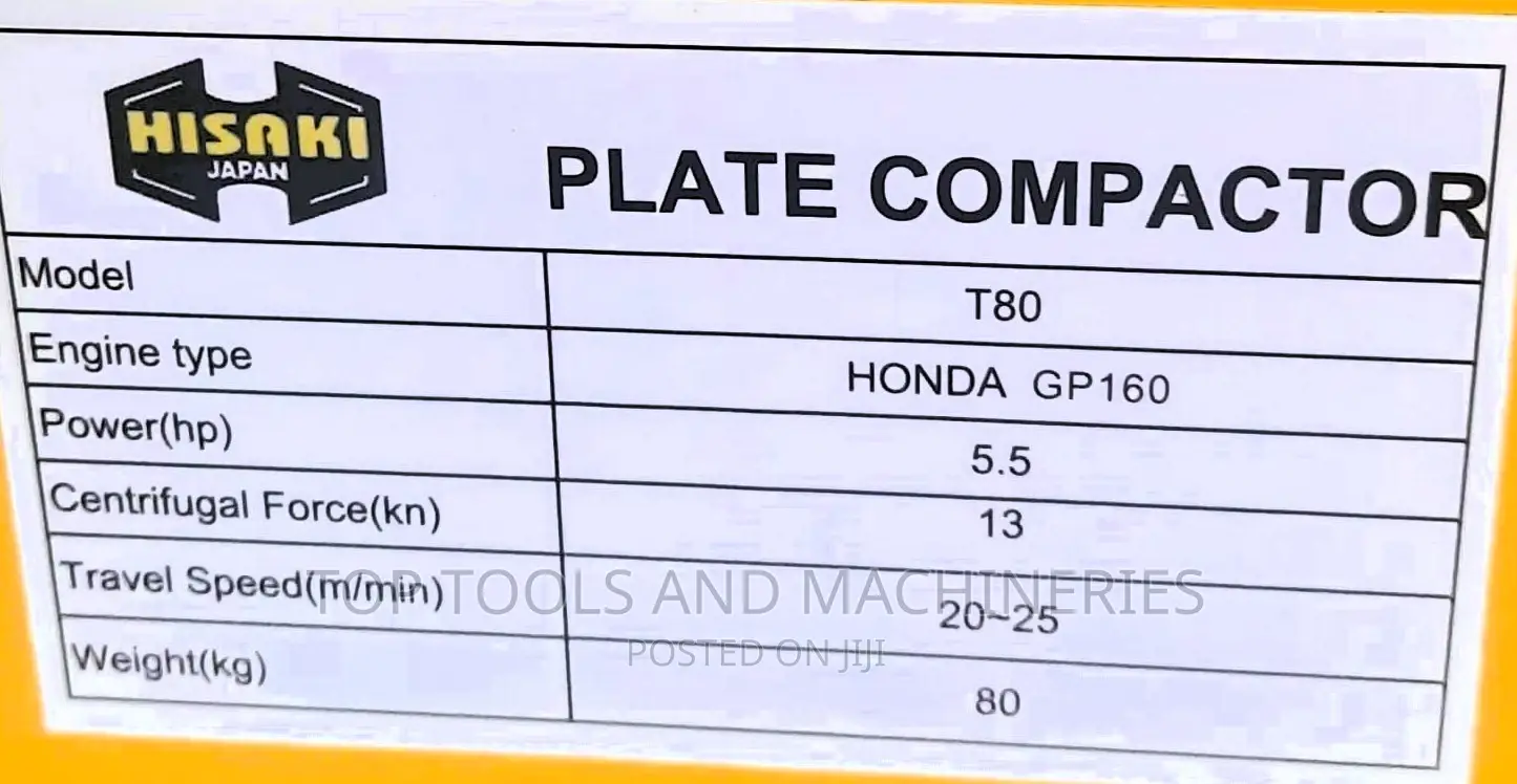 T80 Hisaki Japan Plate Compactor 80kgs With Honda Engine