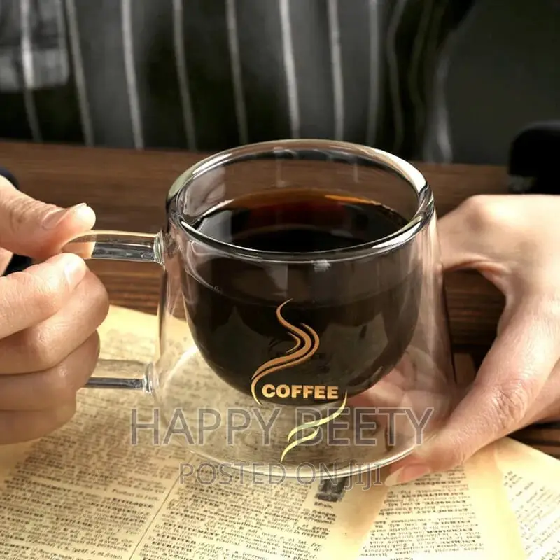 *Heat-Resistant Borosilicate Double- Wall Glass Coffee Mug