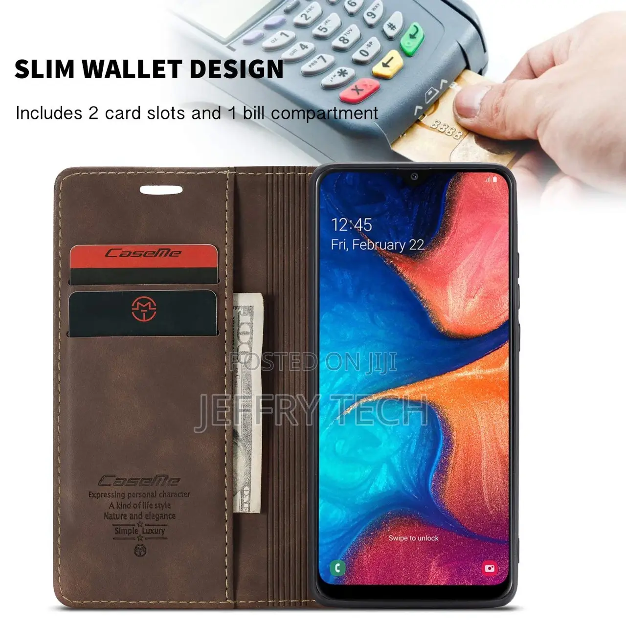 Coffee Caseme Compact Flip Wallet Case for Galaxy A20 / A30