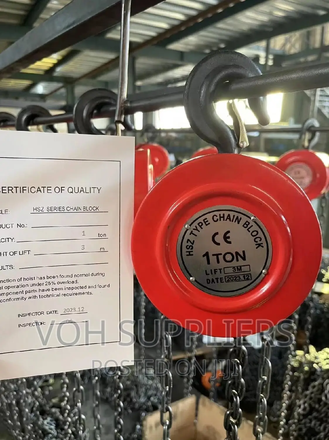 Chain Hoist 1tonne 6mitres