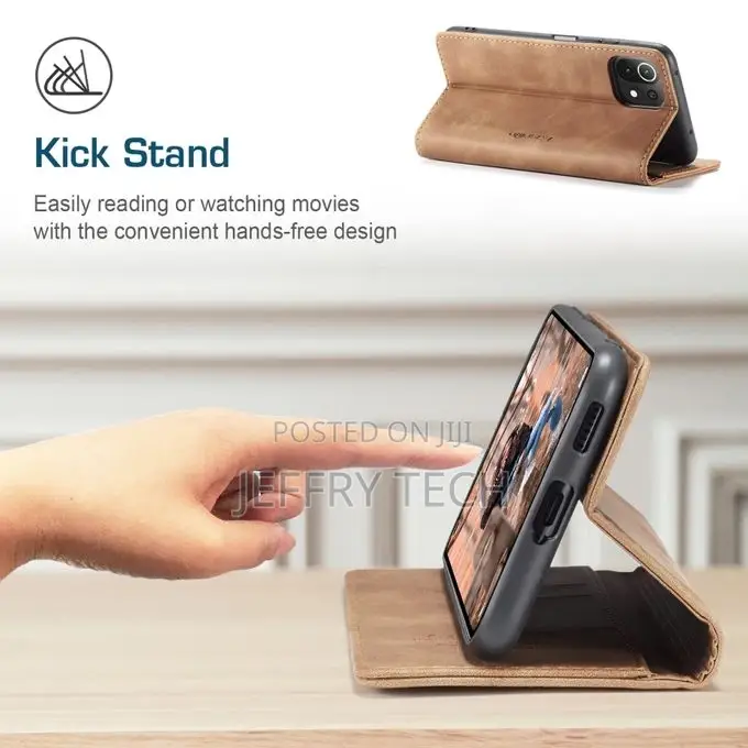 ZELFO Flip Cover Case for Xiaomi Mi 11 Lite - (Brown)