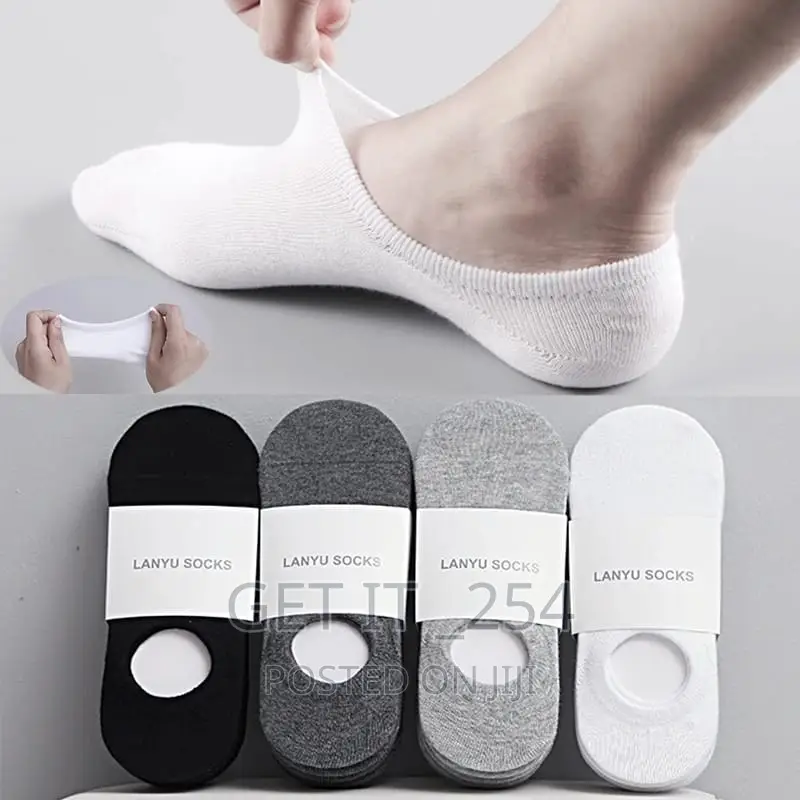 No Show Invisible Socks 5pairs H Black L Gray White