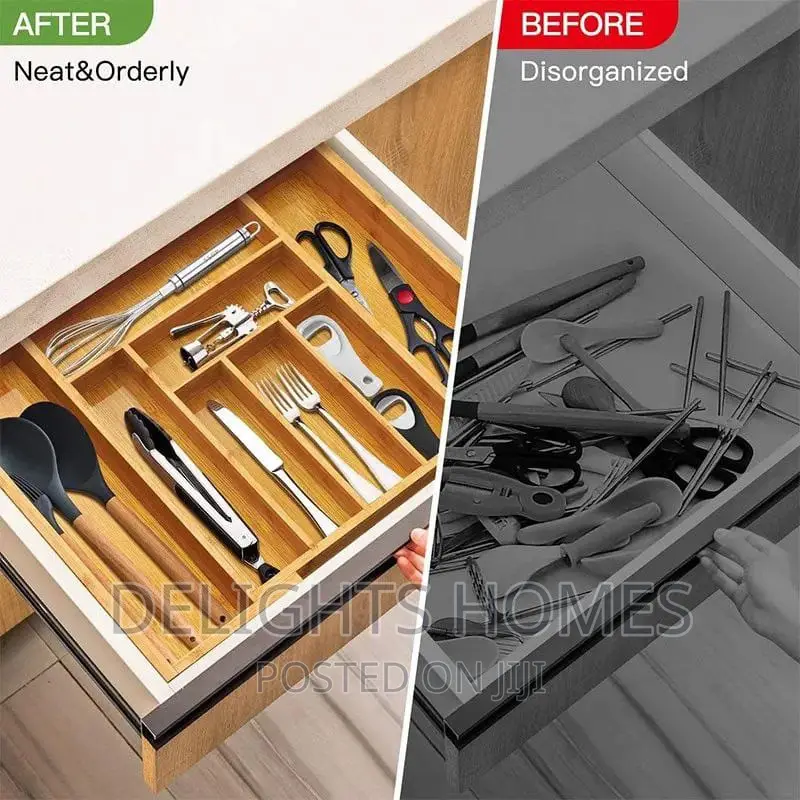 Multifunctional Bamboo Drawer Organizer