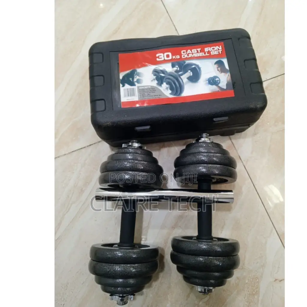 New 30 KGS Adjustable Cast Iron Dumbbell Set With Case 