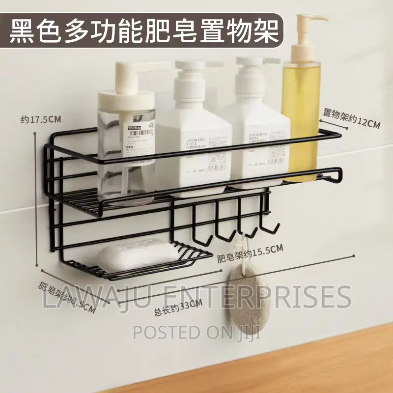 Black Bathroom Organizer With Soap Dish