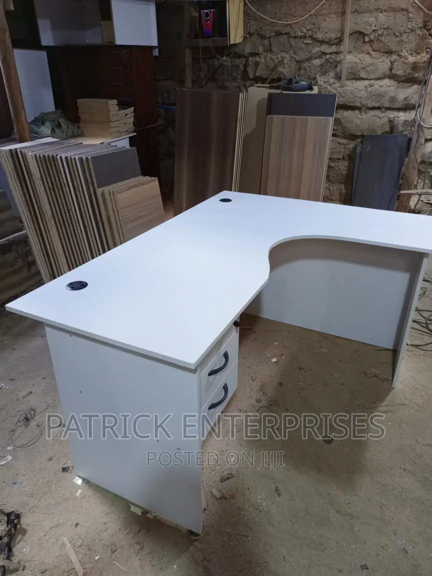 Lshaped Office Desk 4 by 4 Fitts All White