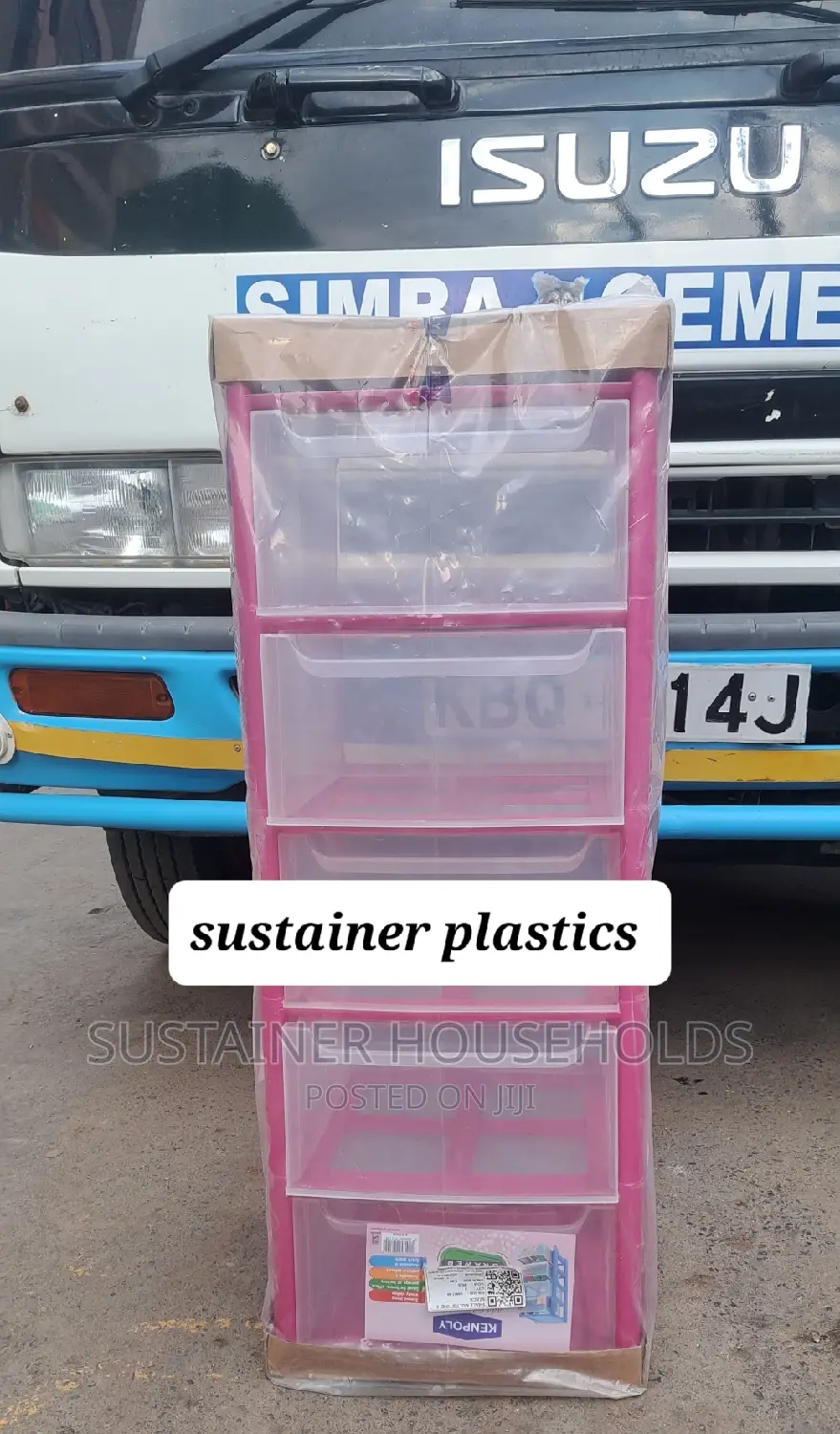 Pink 5 Storey's Plastic Drawer
