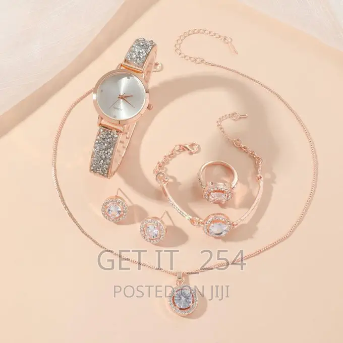 5in1 Ladies Gift Sets Watch
Necklace
Earrings
Bracelet 
Ring