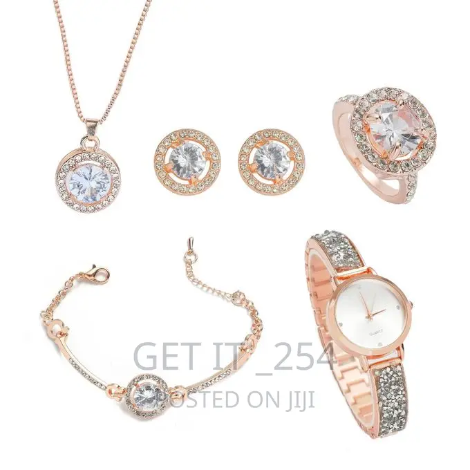 5in1 Ladies Gift Sets Watch
Necklace
Earrings
Bracelet 
Ring