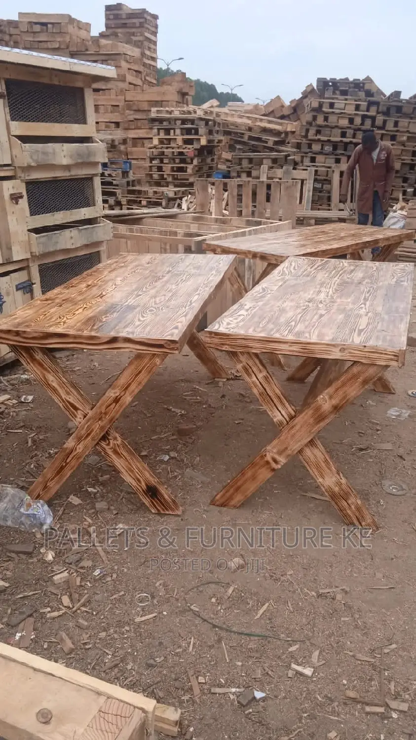 Rustic Flame Wooden Dining Table