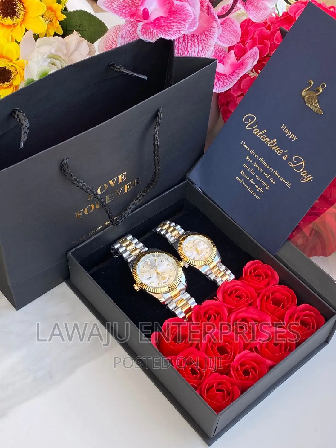 Love Forever Rose Gold Couple Watches Set