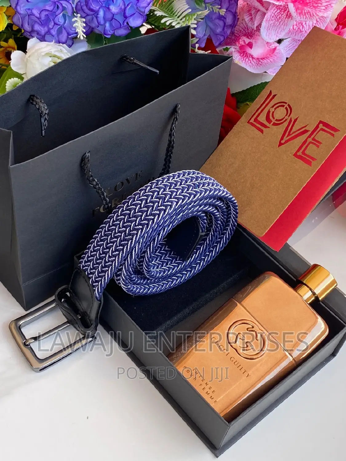 Men's Gift Package Purple Wooven Belt