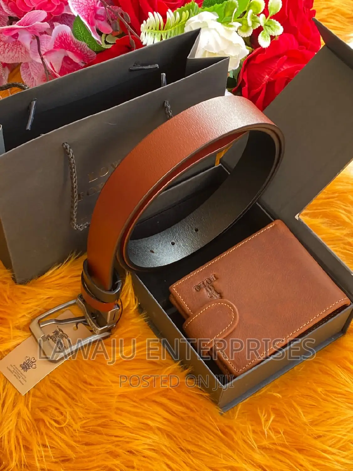 Brown Belt and Wallet Gift Set