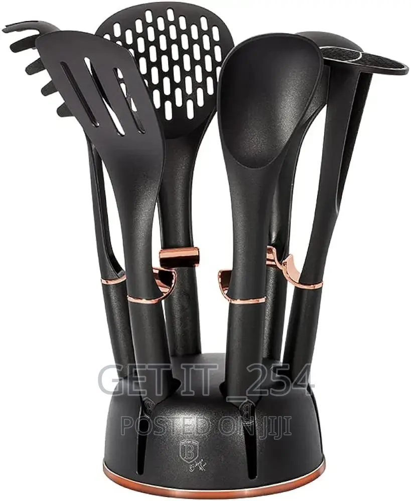 Haus Roland Rotating Stand 7pc Silicone Kitchen Utensil Set