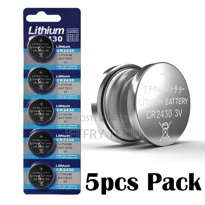 CR2430 Battery, Lithium, Tear Strip (5 Batteries) Also Reffe