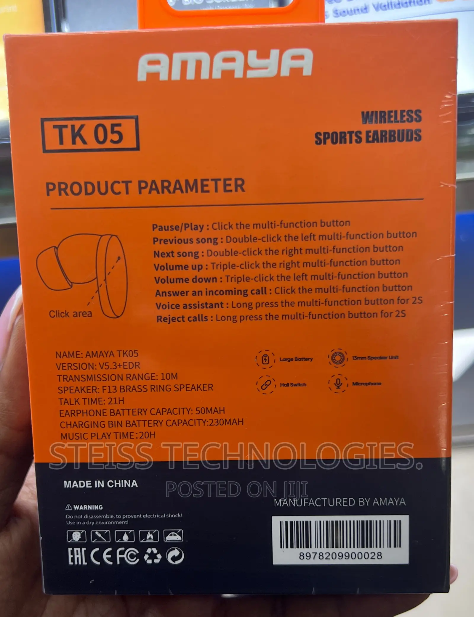 Amaya TK-05 Black Wireless Earbuds