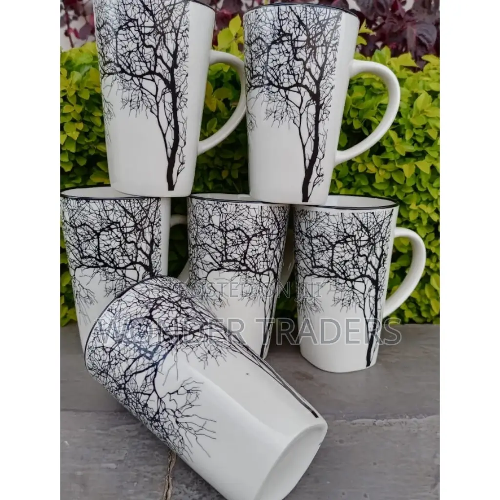 6pcs White Tree Mug Ceramic