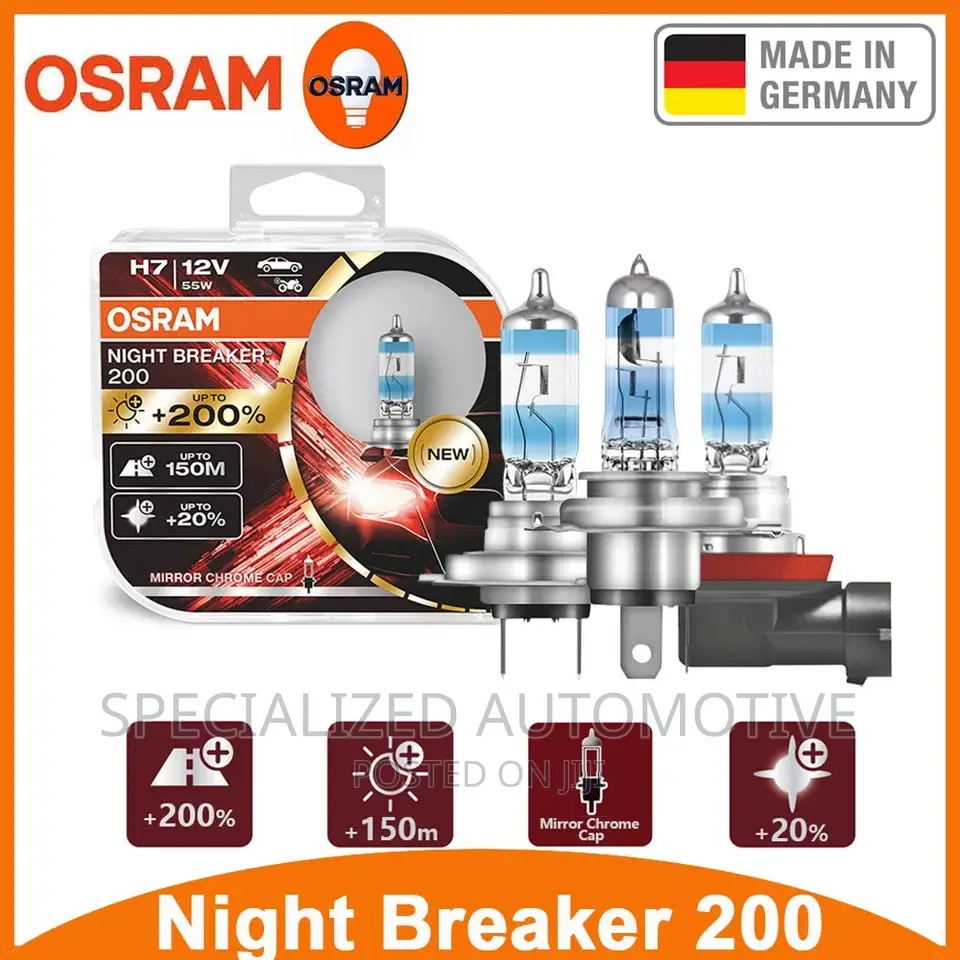 Osram Night Breaker 200 Car Headlight Bulbs H4 H7 H11 Bright